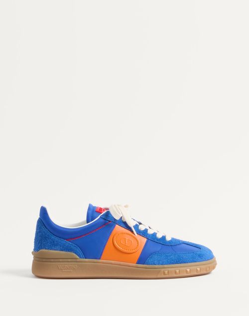 Valentino Garavani - Upvillage Low Top Sneaker In Crust Leather And Nylon - Acid Bluette/sapphire/pumpkin/coral - Man - Sneakers