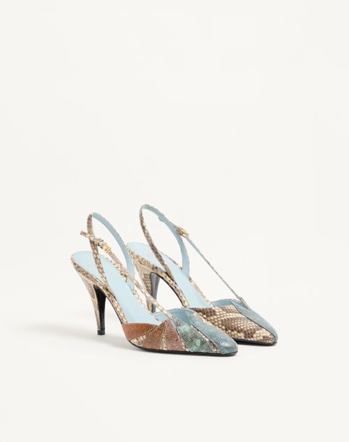 Valentino Garavani - Foliefoliage Slingback Pump In Python 90mm - Cream/multicolour - Woman - Pumps And Slingbacks