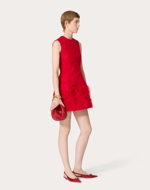 Valentino - Tulle Illusione Embroidered Short Dress - Red - Woman - Dresses