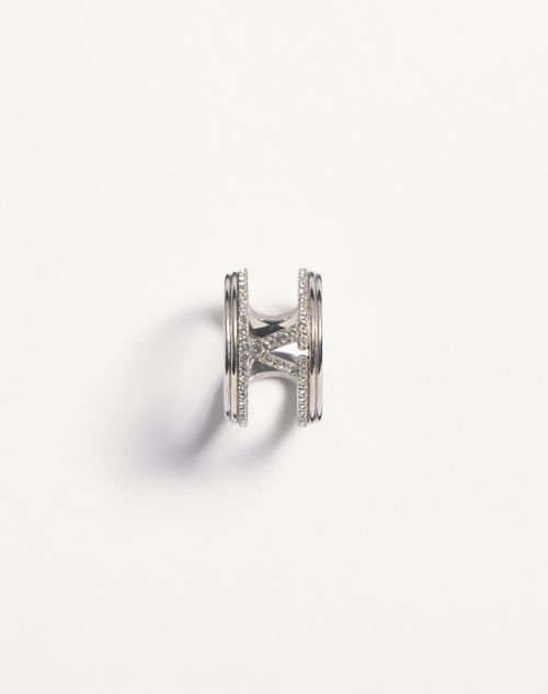 Valentino Garavani - Ovalette Metal And Swarovski® Crystal Ring - Rhodium - Woman - Jewelry