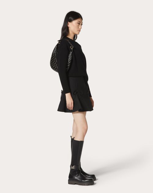 Valentino Garavani - Small Rockstud Spike Hobo Bag In Calfskin Leather - Black - Woman - Shoulder Bags