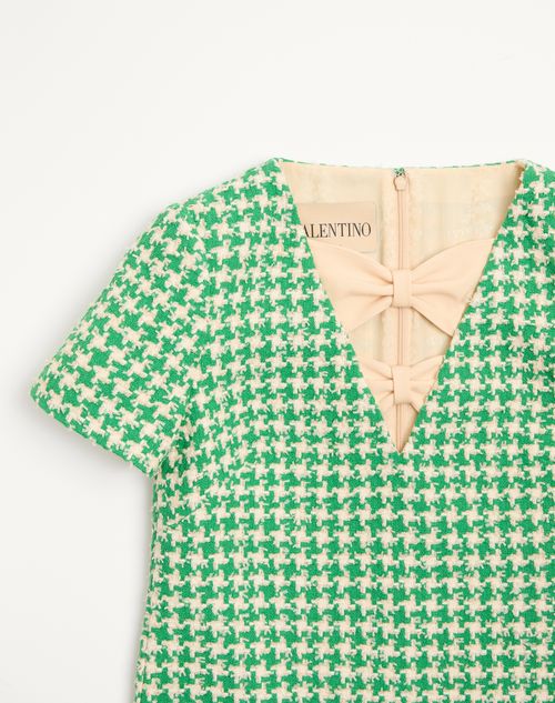 Valentino - Short Houndstooth Tweed Dress - Green/birch - Woman - Woman Sale