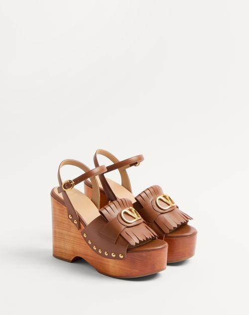 Vlogo Signature Calfskin Clog Sandal With Fringes 120mm for Vlogo Signature Calfskin Clog Sandal With Fringes 120mm for