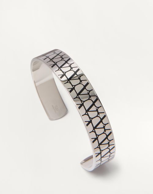 Valentino Garavani - Toile Iconographe Metal Cuff - Palladium/black - Man - Man Bags & Accessories Sale