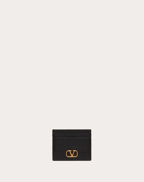 Valentino Garavani - Vlogo Signature Grainy Calfskin Cardholder - Black - Woman - Wallets And Small Leather Goods