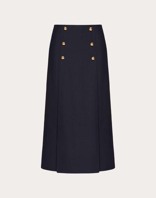 Valentino - Crepe Couture Midi Skirt - Navy - Woman - New Shelf - W Pap W1 Mariniere