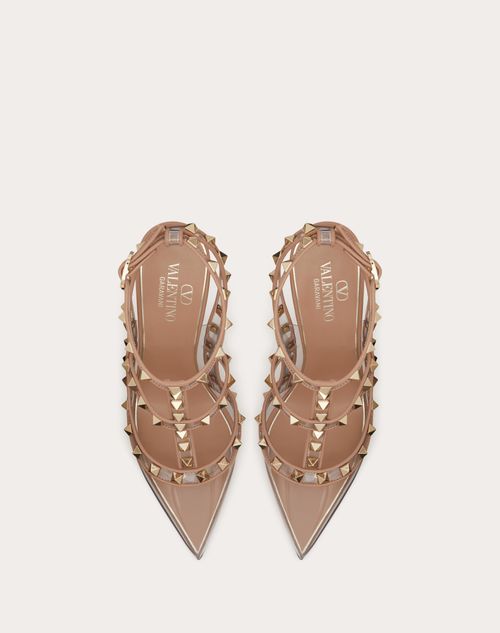 Rockstud Pumps With Straps In Transparent Material - 100 Mm for Woman in Pink/transparent | Valentino US