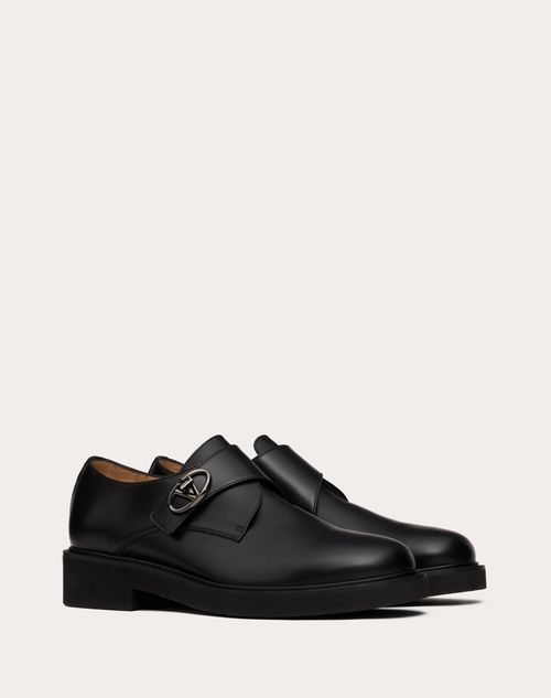Valentino Garavani - Chaussures À Boucle Vlogo Locker En Cuir De Veau - Noir - Homme - Loafers & Oxford