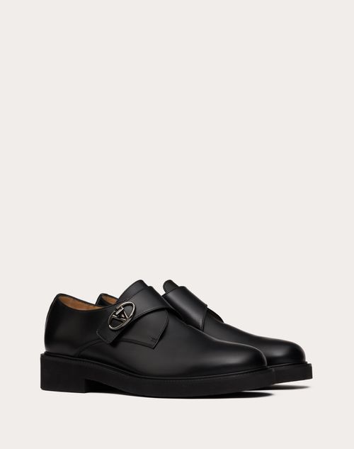 Valentino Garavani - Single Monk Strap Vlogo Locker In Calfskin - Black - Man - Loafers & Oxford