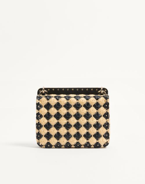 Valentino Garavani - Valentino Garavani Medium Rockstud Spike Bag Embroidered In Raffia - Natural - Woman - Woman Bags & Accessories Sale