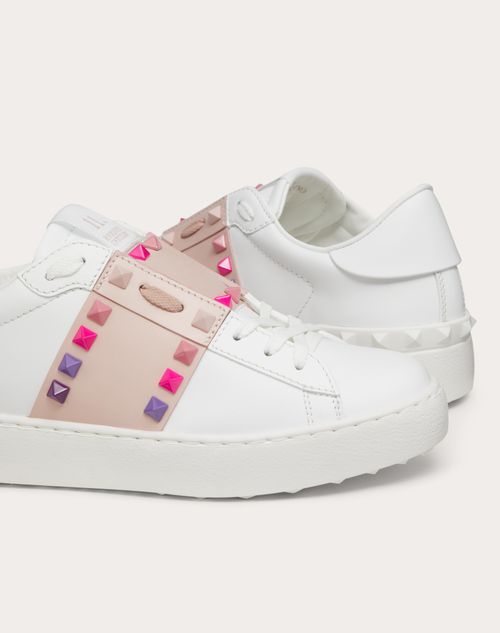 Baskets Rockstud Untitled En Cuir De Veau pour Femme en Blanc rose