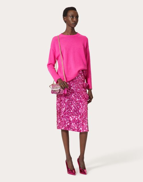 Valentino Garavani - Locò Small Shoulder Bag With Gradient-effect Embroidery - Pink - Woman - Shoulder Bags