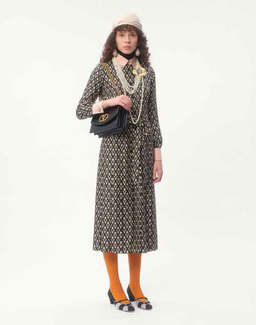 Valentino - Twill Toute La V Midi Dress - Black/cream - Woman - Woman Ready To Wear Sale
