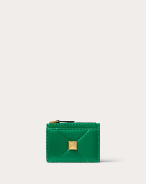 Valentino Garavani - Roman Stud Nappa Leather Coin Purse With Zipper - Green - Woman - Wallets And Small Leather Goods