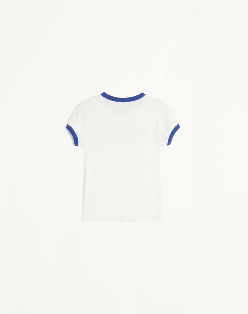 Valentino - Jersey Cotton T-shirt - Ivory/electric Blue - Woman - T-shirts And Sweatshirts