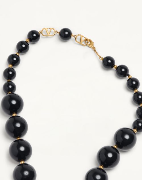 Valentino Garavani - Valentino Garavani Coeur Royal Necklace In Metal, Resin, Enamel And Swarovski® Crystals - Antique Brass/red/black/crystal - Man - Accessories