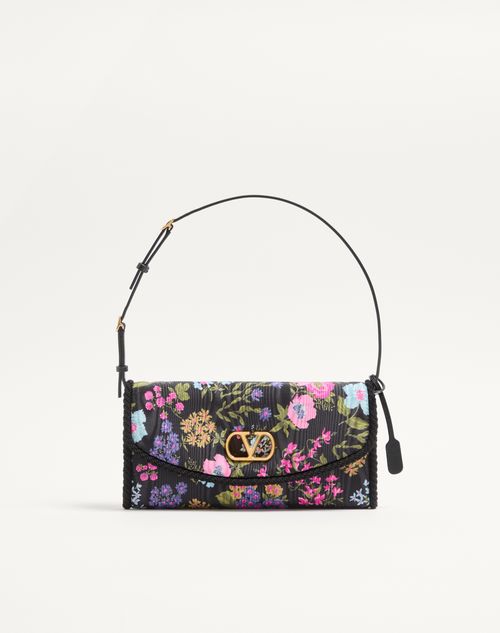 Valentino Garavani - Valentino Garavani Devain Small Shoulder Bag In Moiré Papier Floral Fabric - Multicoloured - Woman - Shoulder Bags