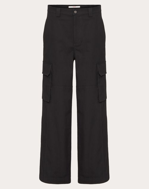 Valentino - Stretch Cotton Canvas Cargo Trousers - Navy - Man - Trousers And Shorts