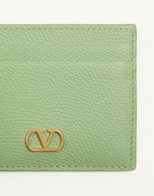 Valentino Garavani - Vlogo Signature Grainy Calfskin Card Holder - Mint - Woman - Wallets And Small Leather Goods