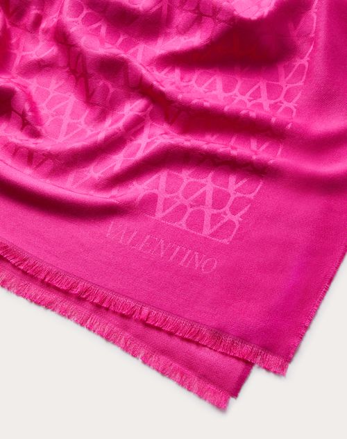 Valentino Garavani - 실크 & 울 투알 아이코노그래피 스톨 - Pink Pp - 여성 - 소프트 액세서리