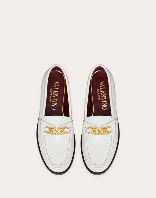 Valentino Garavani - Vlogo Chain Calfskin Loafer - White - Woman - Loafers & Oxford