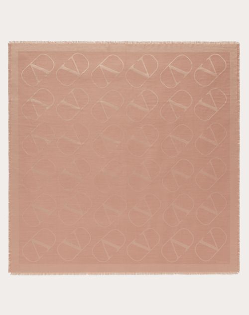 Valentino Garavani - Vlogo Signature Jacquard Shawl In Silk And Wool 140x140 Cm - Pink - Woman - Soft Accessories
