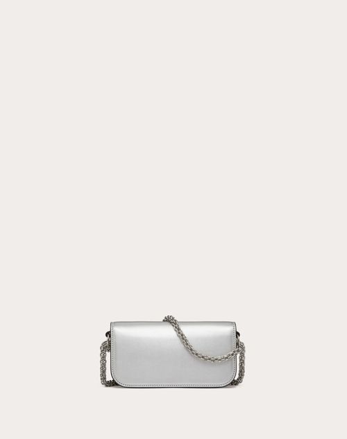 Valentino Garavani - Small Locò Metallic Calfskin Shoulder Bag - Silver - Woman - Shoulder Bags