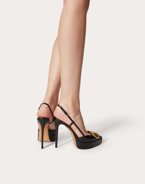 Vlogo Signature Calfskin Slingback Platform Pump 120mm for Woman in Black Valentino AU