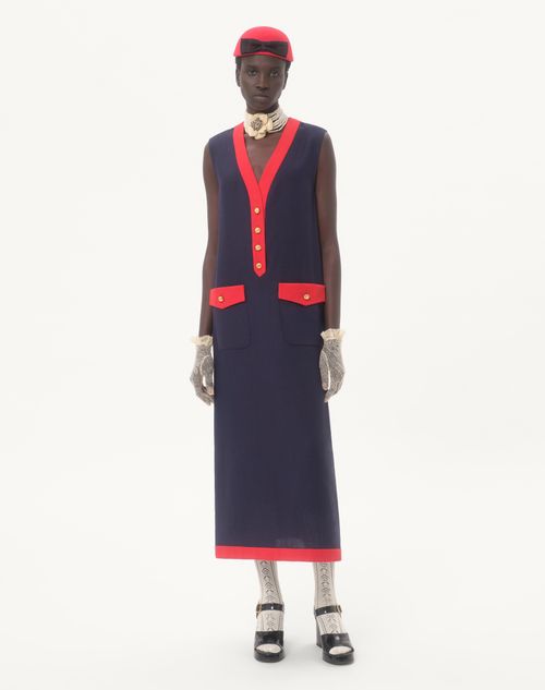 Valentino - Viscose Linen Midi Dress - Indigo/paris - Woman - Dresses