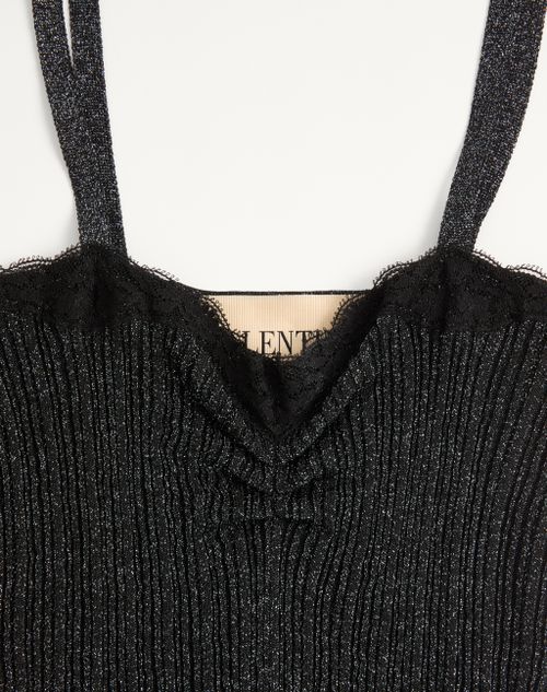 Valentino - Lurex Knit Top - Black/silver - Woman - Shirts And Tops