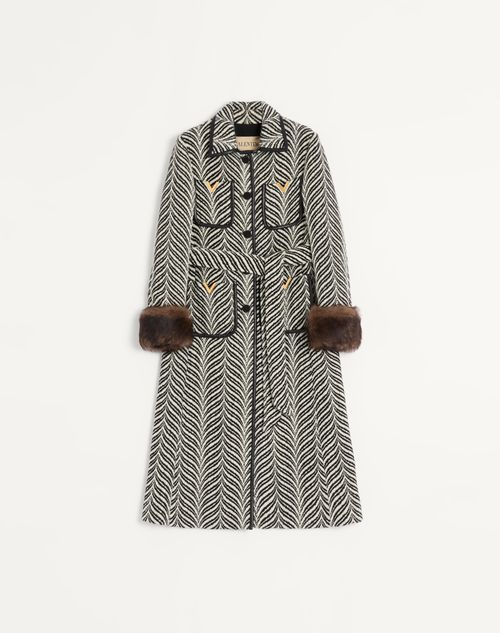 Valentino - 포브 에클라 애니멀리에 울 클로스 코트 - 버터/블랙 - 여성 - 코트 / 아우터웨어