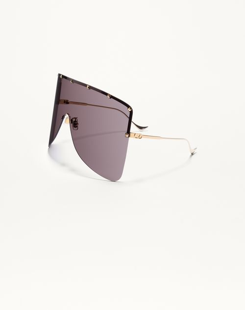 Valentino - Occhiale Maschera In Metallo - Oro/grigio - Unisex - Occhiali