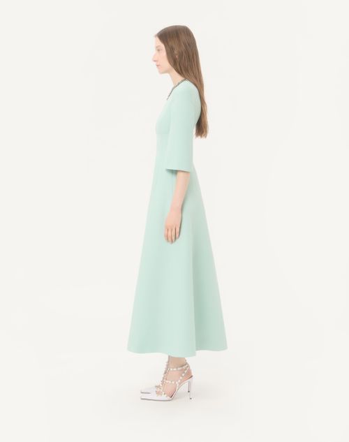 Valentino - Crepe Couture Embroidered Midi Dress - Celadon/silver - Woman - Dresses