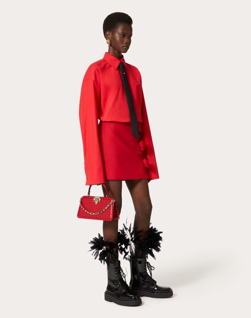 Valentino Garavani - Rockstud Calfskin Handbag - Rouge Pur - Woman - Top Handle Bags