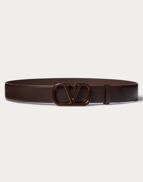 Valentino Garavani - Vlogo Signature Belt In Shiny Calfskin 30mm - Fondant - Woman - Woman