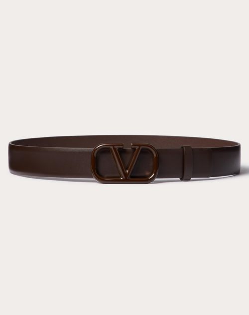 Valentino Garavani - Vlogo Signature Gürtel Aus Glänzendem Kalbsleder, 30 mm - Fondant - Frau - Gürtel