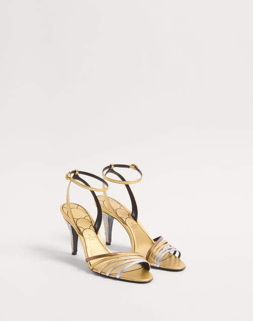 Valentino Garavani - Sandales Ladycrush En Cuir Nappa Lamé Avec Cristaux, Talon : 85 mm - Multicolor - Femme - Chaussures