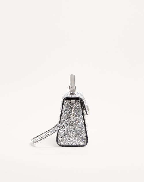 Valentino Garavani - Vsling Mini Handbag With Sparkling Embroidery - Silver/crystal - Woman - Top Handle Bags
