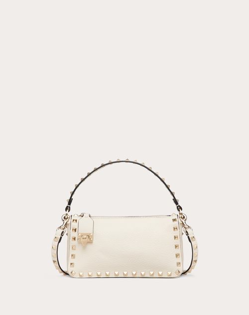 Valentino Garavani - Small Rockstud Grainy Calfskin Crossbody Bag - Light Ivory - Woman - Valentino Garavani Rockstud