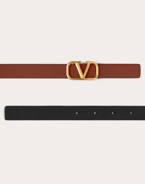 Valentino Garavani Women's Reversible Vlogo Signature Belt in Glossy Calfskin 20 mm - Natural - Belts