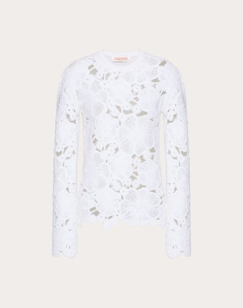 Valentino - Pull Brodé En Coton - Ivoire - Femme - Maille