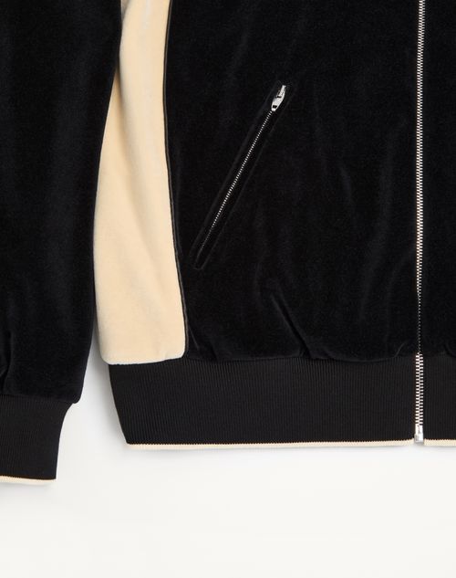 Valentino - Valentino Zip-up Sweatshirt With Panther Embroidery And Sequin Stars - Black/butter - Man - T-shirts And Sweatshirts