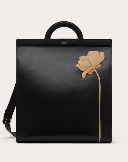 Valentino Garavani - Valentino Garavani Tagged Leather Shopping Bag - Black/cappuccino - Man - Man Bags & Accessories Sale
