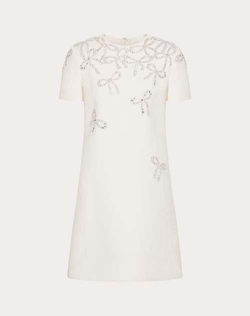 Valentino - Embroidered Crepe Couture Short Dress - Ivory/silver - Woman - Dresses