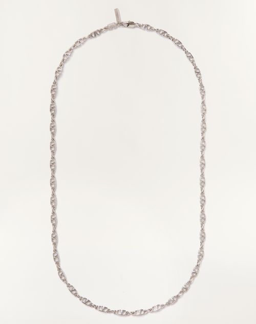 Valentino Garavani - Vlogo Signature Metal Necklace - Palladium - Man - Jewels - M Accesories