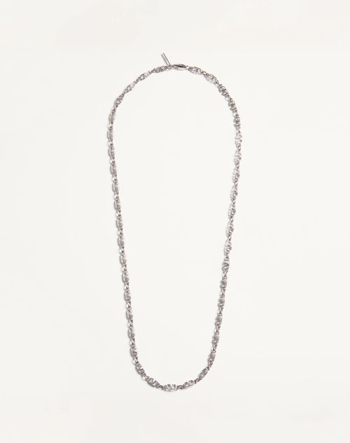 Valentino Garavani - Vlogo Signature Metal Necklace - Palladium - Man - Jewellery