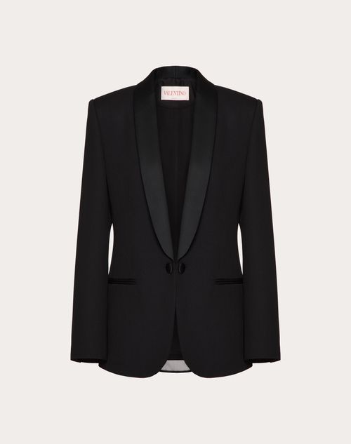 Valentino - Jacket In Fluid Cavallery Wool - Black - Woman - Jackets And Blazers