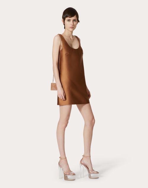Valentino - Short Dress In Techno Duchesse - Light Camel - Woman - Woman Ready To Wear Sale