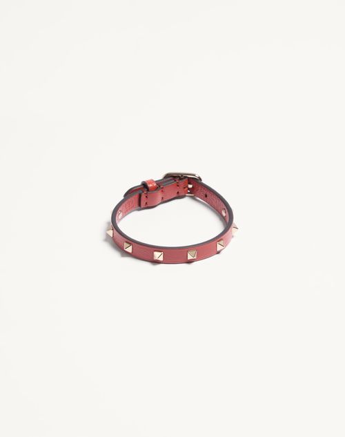Valentino Garavani - Valentino Spike Leather Bracelet - Papavero - Woman - Jewelry
