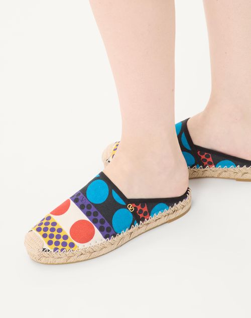 Valentino Garavani - Vlogo Signature Mule In Optical Pois Canvas 25mm - Multicolour - Woman - Espadrilles - Shoes